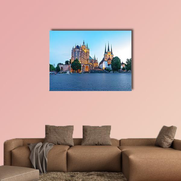Erfurt Cathedral Canvas Wall Art-1 Piece-Gallery Wrap-48" x 32"-Tiaracle
