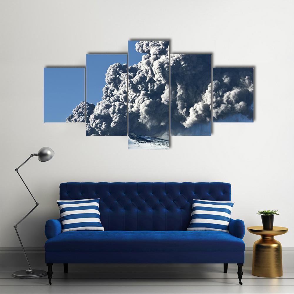 The Eyjafjallajokull Volcano Canvas Wall Art-5 Star-Gallery Wrap-62" x 32"-Tiaracle