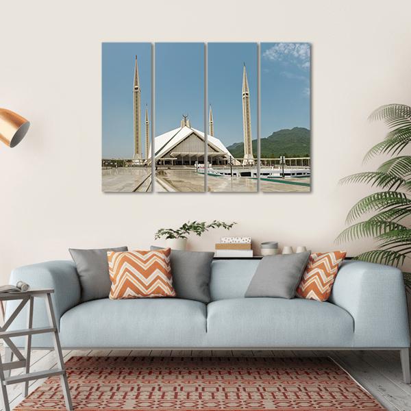 Faisal Mosque In Islamabad Canvas Wall Art-4 Horizontal-Gallery Wrap-34" x 24"-Tiaracle