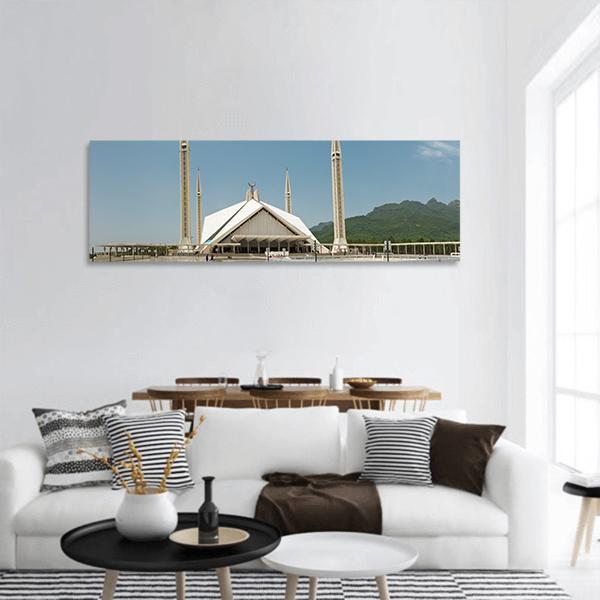 Faisal Mosque In Islamabad Panoramic Canvas Wall Art-1 Piece-36" x 12"-Tiaracle