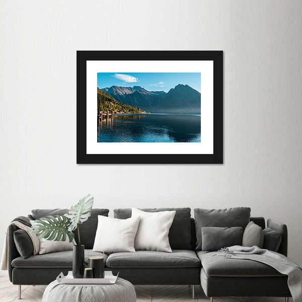 The Fjord With Mountain Canvas Wall Art-1 Piece-Framed Print-20" x 16"-Tiaracle