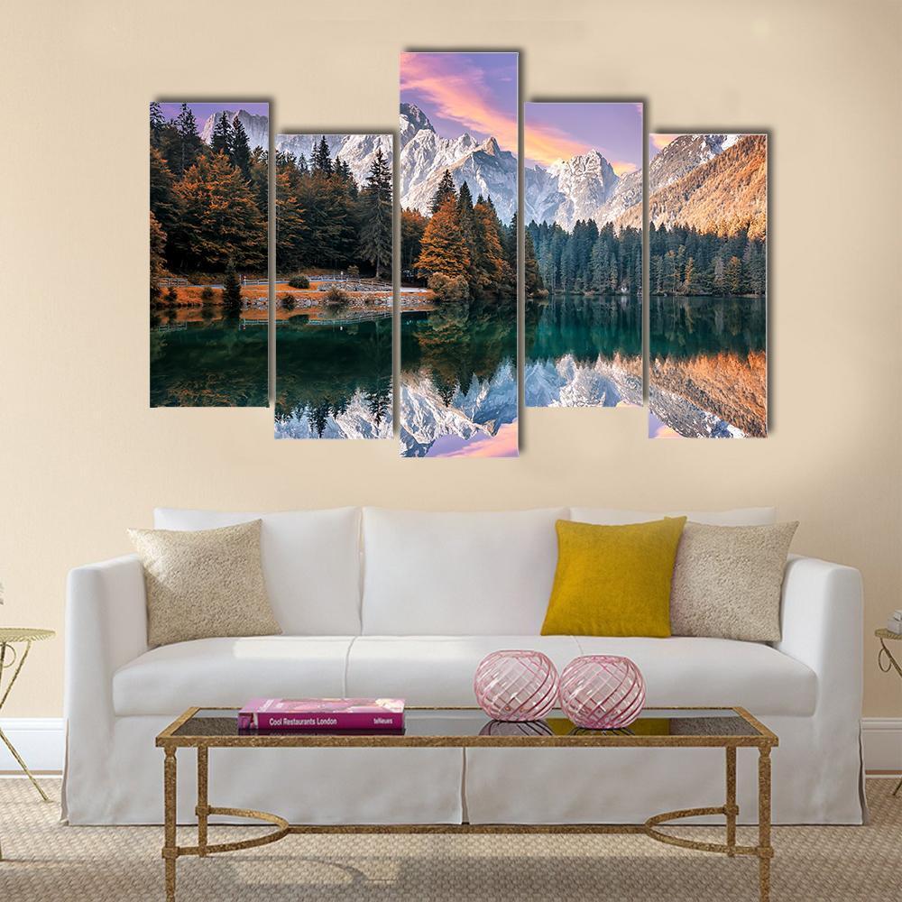 The Fusine Lake Italy Canvas Wall Art-5 Pop-Gallery Wrap-32" x 21"-Tiaracle