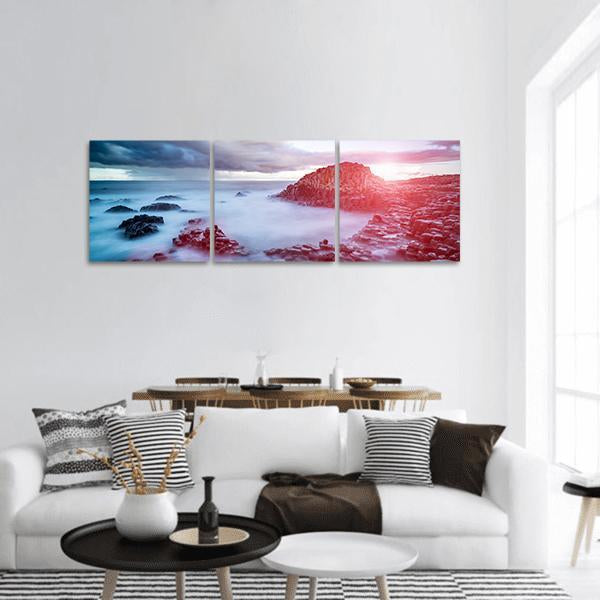 The Giant's Causeway In The Morning Panoramic Canvas Wall Art-3 Piece-25" x 08"-Tiaracle