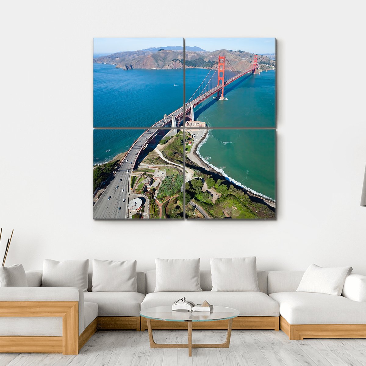 Golden Gate Bridge Canvas Wall Art-4 Square-Gallery Wrap-17" x 17"-Tiaracle