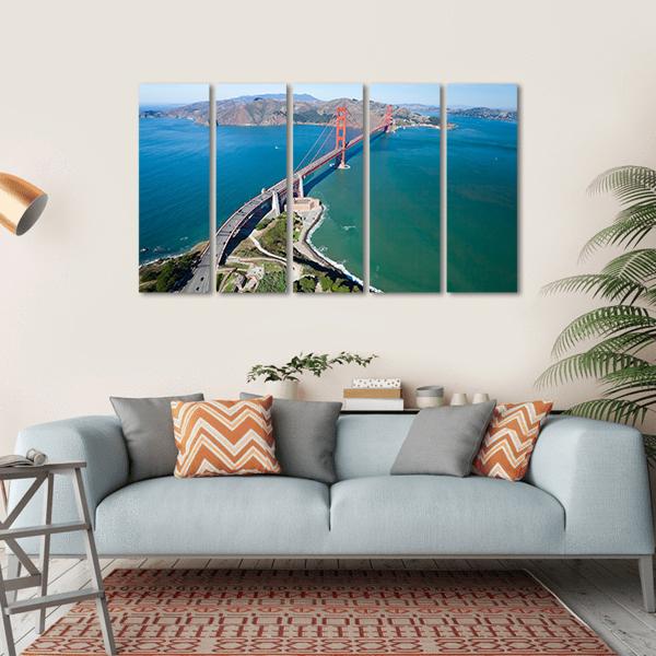 Golden Gate Bridge Canvas Wall Art-5 Horizontal-Gallery Wrap-22" x 12"-Tiaracle