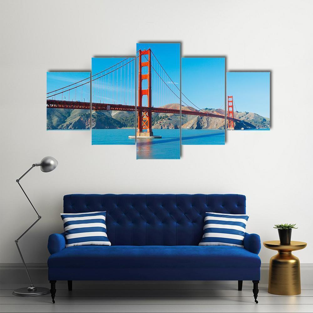 The Golden Gate Bridge Canvas Wall Art-5 Star-Gallery Wrap-62" x 32"-Tiaracle
