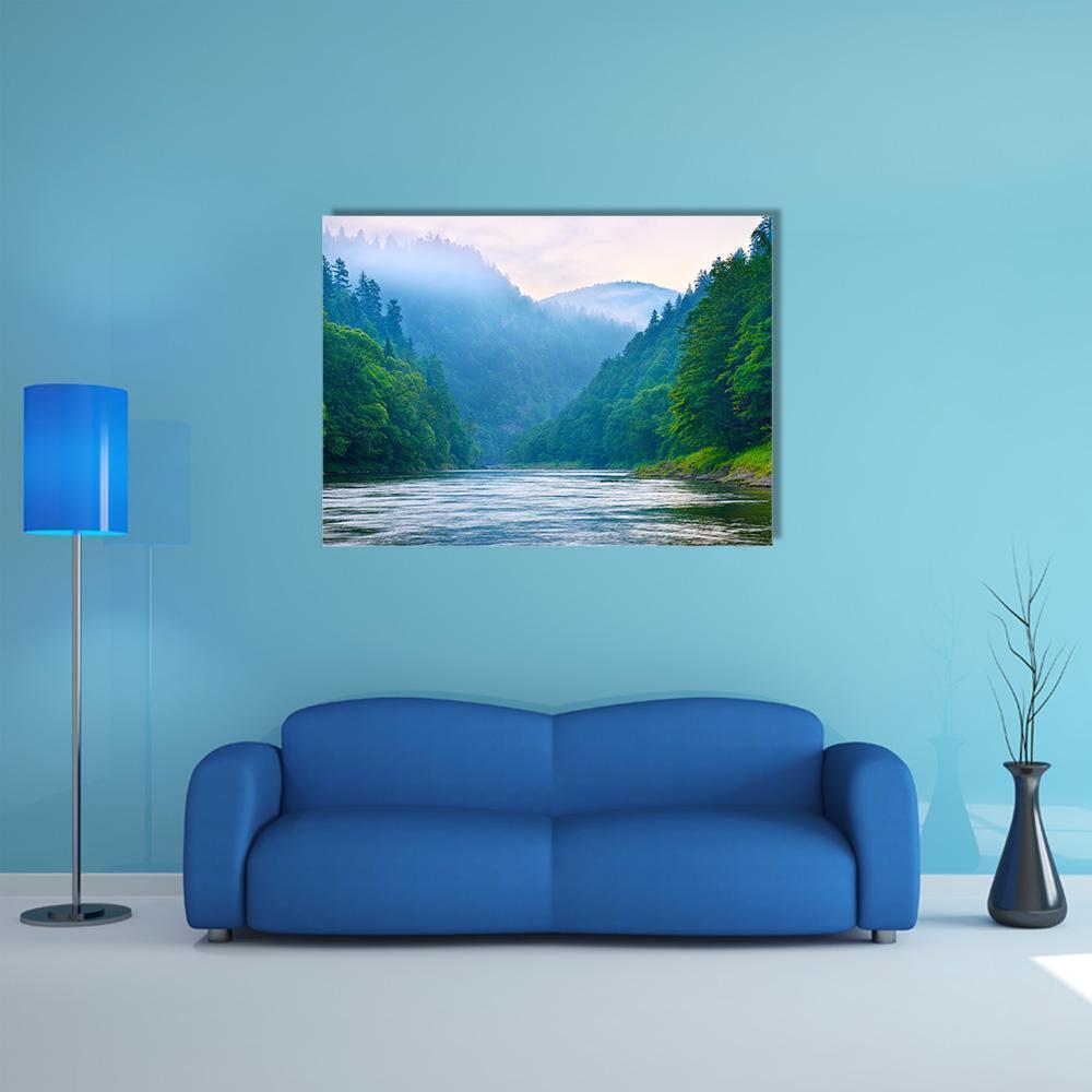 The Gorge Of Mountain River Canvas Wall Art-1 Piece-Gallery Wrap-36" x 24"-Tiaracle