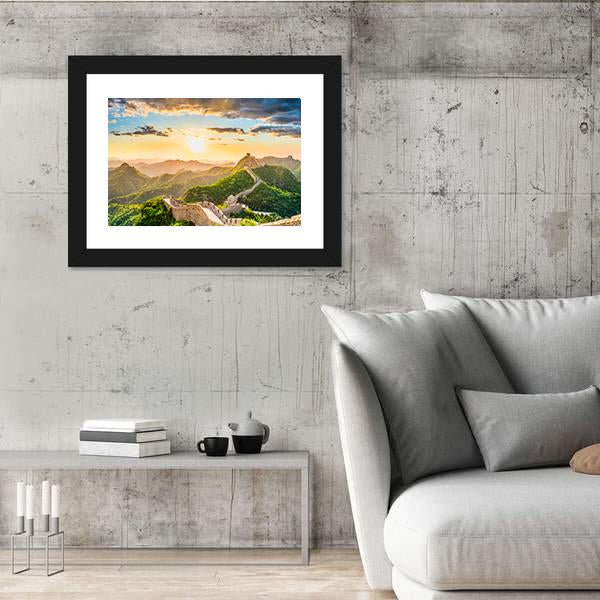 The Great Wall Of China Vertical Canvas Wall Art-3 Vertical-Gallery Wrap-12" x 25"-Tiaracle
