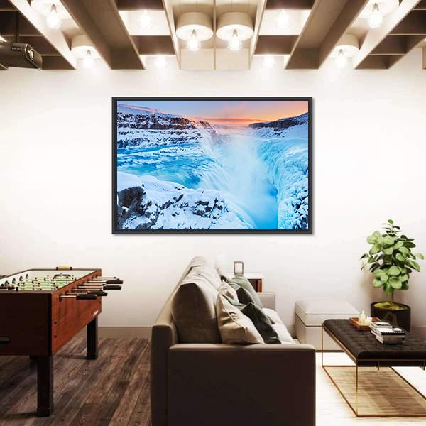 The Gullfoss Falls Canvas Wall Art-3 Horizontal-Gallery Wrap-25" x 16"-Tiaracle