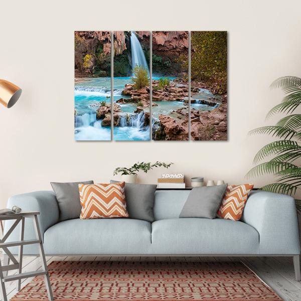 The Havasupai Falls Arizona Canvas Wall Art-4 Horizontal-Gallery Wrap-34" x 24"-Tiaracle
