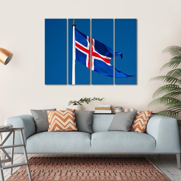The Icelandic Flag Canvas Wall Art-4 Horizontal-Gallery Wrap-34" x 24"-Tiaracle