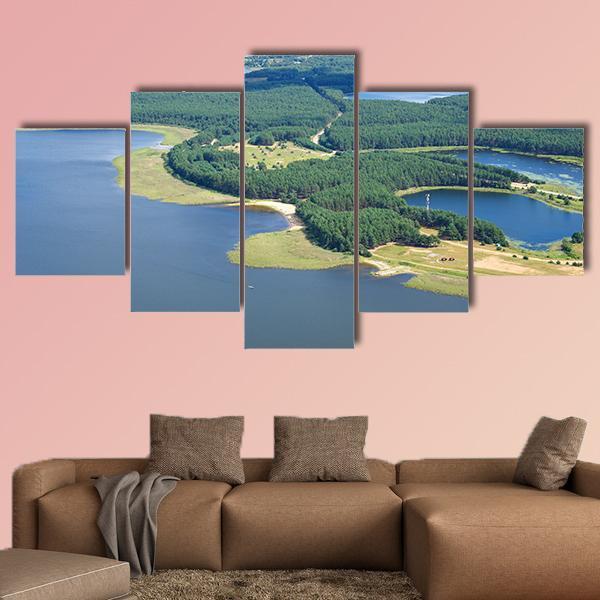 Lake Seliger & Islands Canvas Wall Art-5 Star-Gallery Wrap-62" x 32"-Tiaracle