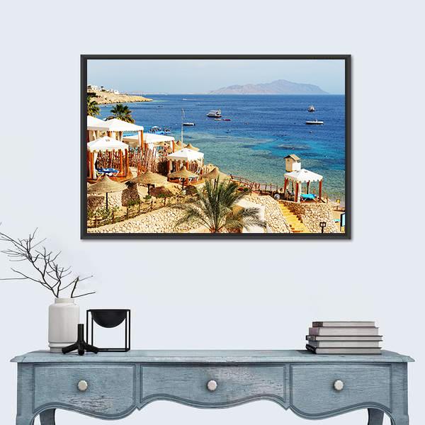 The Luxury Hotel At Beach Egypt Panoramic Canvas Wall Art-1 Piece-36" x 12"-Tiaracle