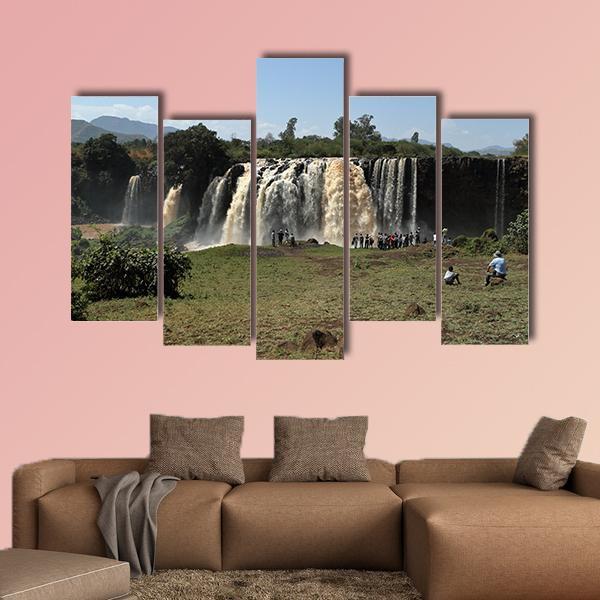 The Nile Waterfall Ethiopia Canvas Wall Art-5 Pop-Gallery Wrap-47" x 32"-Tiaracle