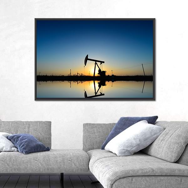 The Oil Pump Canvas Wall Art-1 Piece-Floating Frame-24" x 16"-Tiaracle