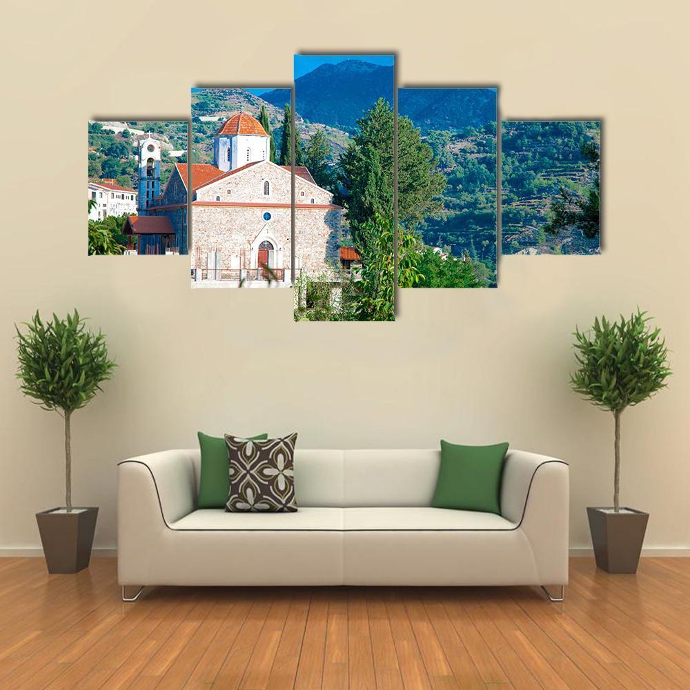 Old Church In Troodos Mountains Canvas Wall Art-5 Star-Gallery Wrap-62" x 32"-Tiaracle