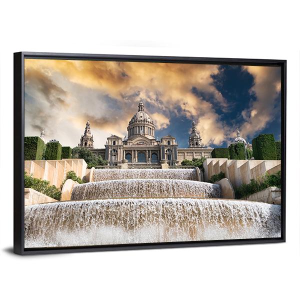 The Palau Nacional Situated Canvas Wall Art-3 Horizontal-Gallery Wrap-25" x 16"-Tiaracle