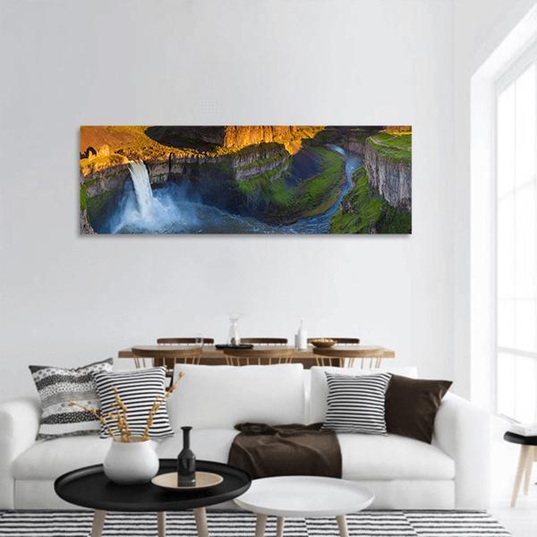 The Palouse Falls Washington Panoramic Canvas Wall Art-1 Piece-36" x 12"-Tiaracle