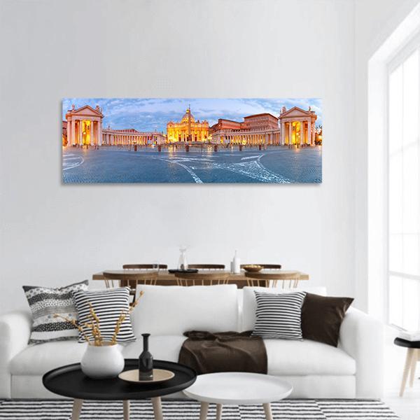 The Papal Basilica of St Peter Panoramic Canvas Wall Art-1 Piece-36" x 12"-Tiaracle