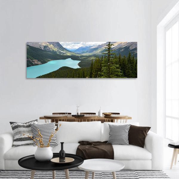 Peyto Lake Canada Panoramic Canvas Wall Art-1 Piece-36" x 12"-Tiaracle