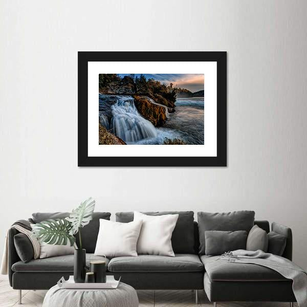 The Rhine Falls Canvas Wall Art-1 Piece-Framed Print-20" x 16"-Tiaracle