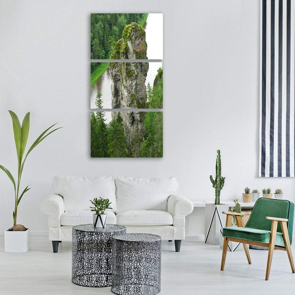 The River Usva In Russia Vertical Canvas Wall Art-3 Vertical-Gallery Wrap-12" x 25"-Tiaracle