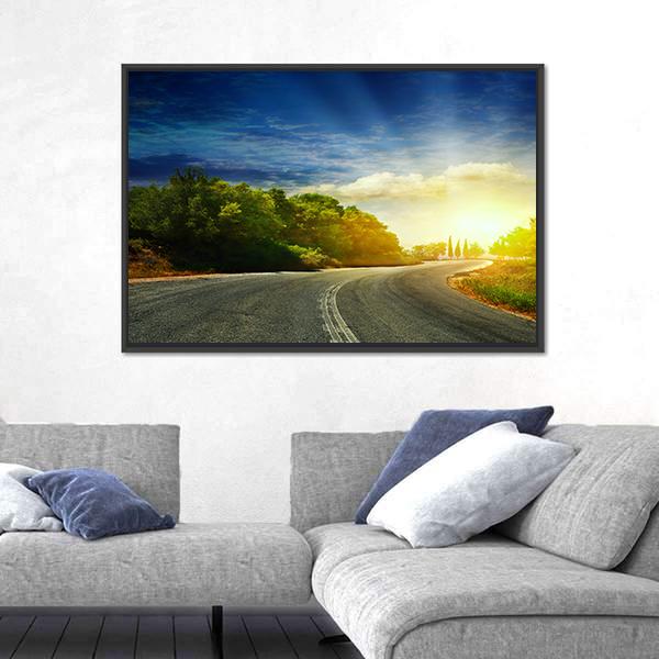 Road In The Mountains Canvas Wall Art-1 Piece-Floating Frame-24" x 16"-Tiaracle