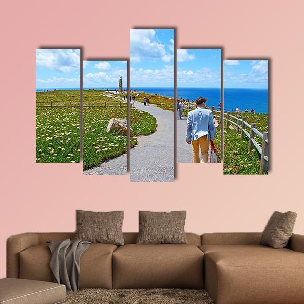 Rocky Cliff In Sintra Portugal Canvas Wall Art-5 Pop-Gallery Wrap-47" x 32"-Tiaracle