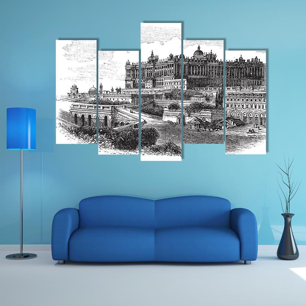 Royal Palace Of Madrid Canvas Wall Art-5 Pop-Gallery Wrap-47" x 32"-Tiaracle