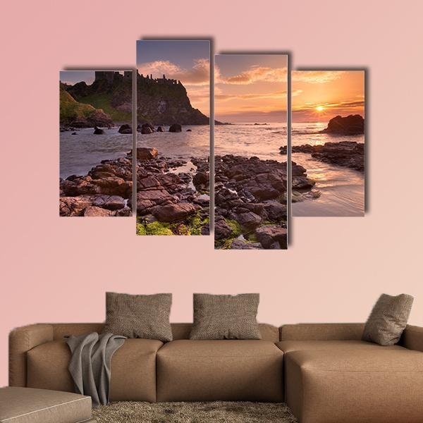 The Dunluce Castle Ireland Canvas Wall Art-4 Pop-Gallery Wrap-50" x 32"-Tiaracle