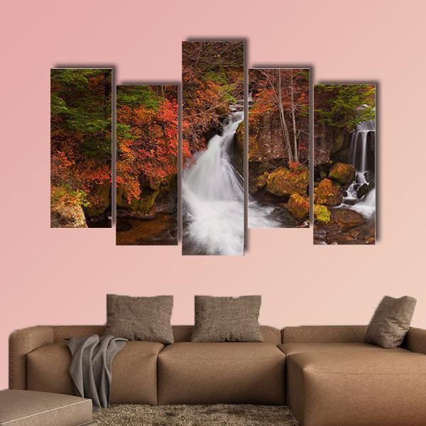 The Ryuzu Falls Japan Canvas Wall Art-5 Pop-Gallery Wrap-47" x 32"-Tiaracle