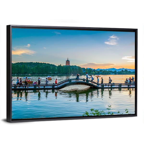 The Scenery Of Hangzhou Canvas Wall Art-3 Horizontal-Gallery Wrap-25" x 16"-Tiaracle