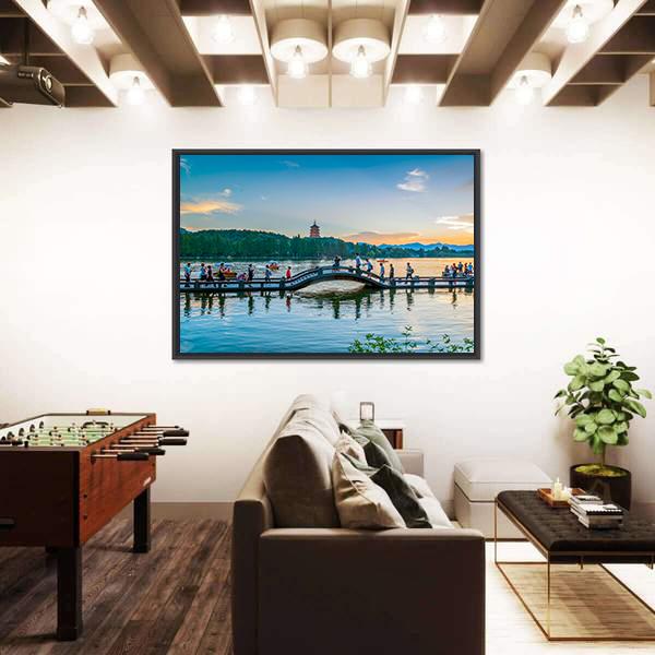 The Scenery Of Hangzhou Panoramic Canvas Wall Art-1 Piece-36" x 12"-Tiaracle