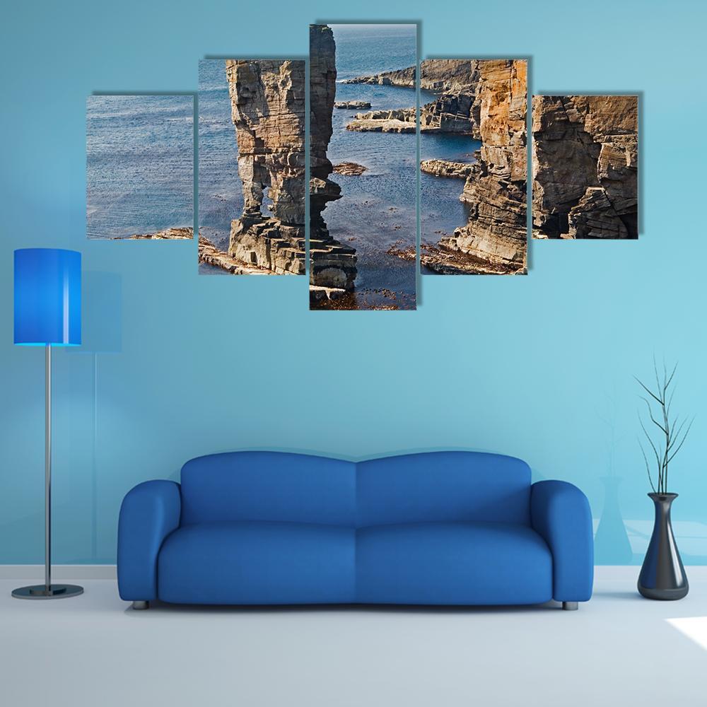 Stacks Of Yesnaby Scotland Canvas Wall Art-5 Star-Gallery Wrap-62" x 32"-Tiaracle