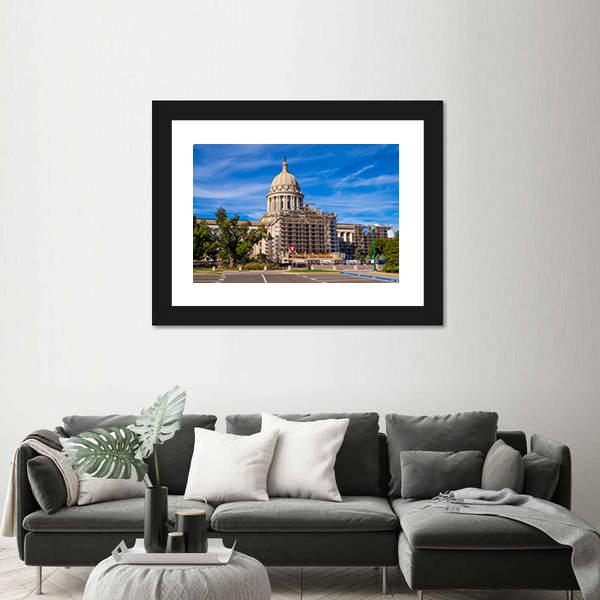 The State Capitol Of Oklahoma Canvas Wall Art-1 Piece-Framed Print-20" x 16"-Tiaracle