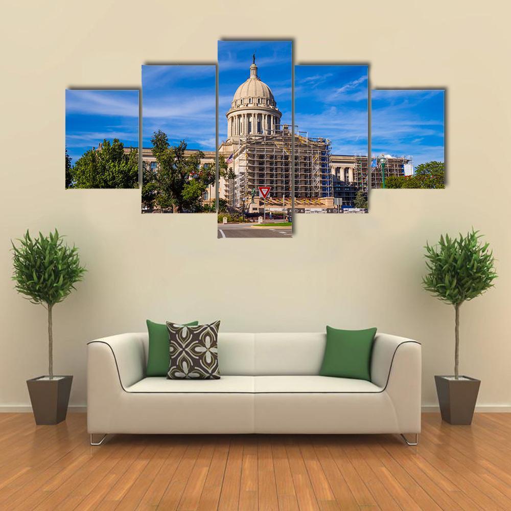 The State Capitol Of Oklahoma Canvas Wall Art-5 Star-Gallery Wrap-62" x 32"-Tiaracle