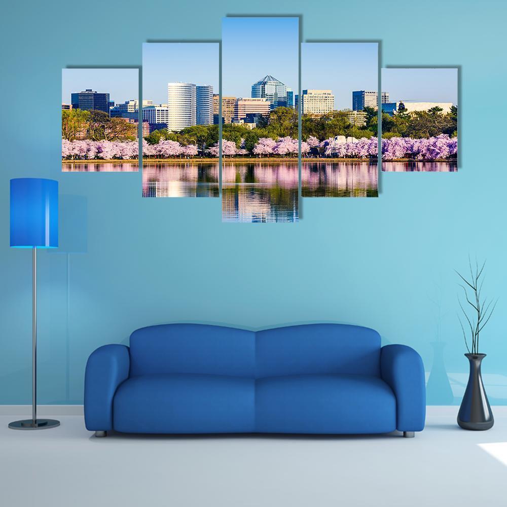The Tidal Basin Canvas Wall Art-5 Star-Gallery Wrap-62" x 32"-Tiaracle