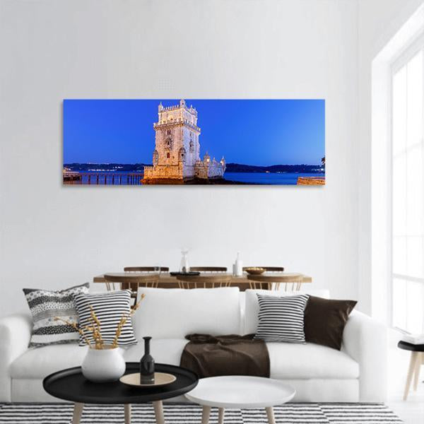 The Tower Belem Panoramic Canvas Wall Art-1 Piece-36" x 12"-Tiaracle
