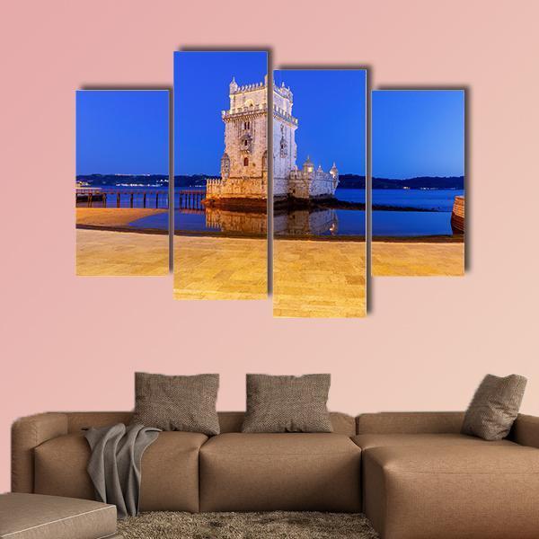 The Tower Belem Canvas Wall Art-4 Pop-Gallery Wrap-50" x 32"-Tiaracle