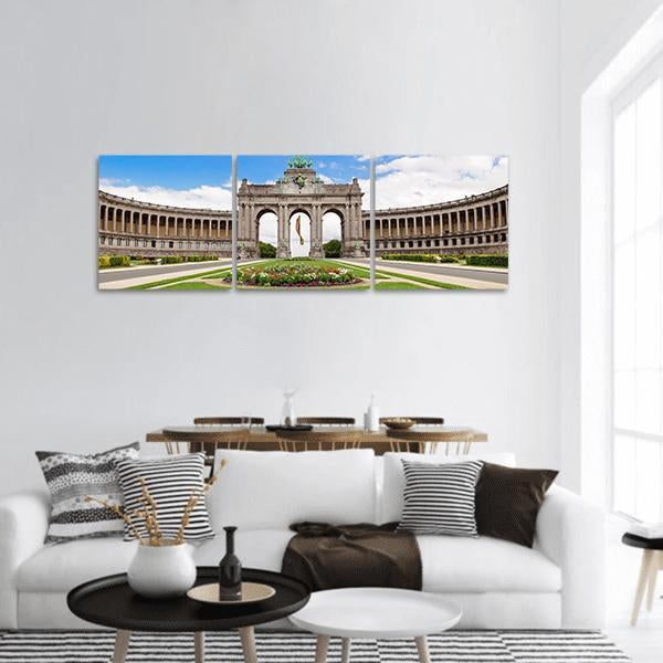 Triumphal Arch in Brussels Panoramic Canvas Wall Art-3 Piece-25" x 08"-Tiaracle