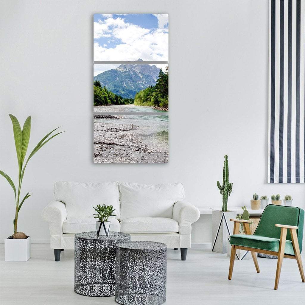 The Tyrolean Lech River Valley In Austria Vertical Canvas Wall Art-3 Vertical-Gallery Wrap-12" x 25"-Tiaracle