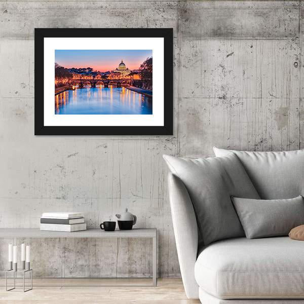 The Vatican City At Night Panoramic Canvas Wall Art-1 Piece-36" x 12"-Tiaracle