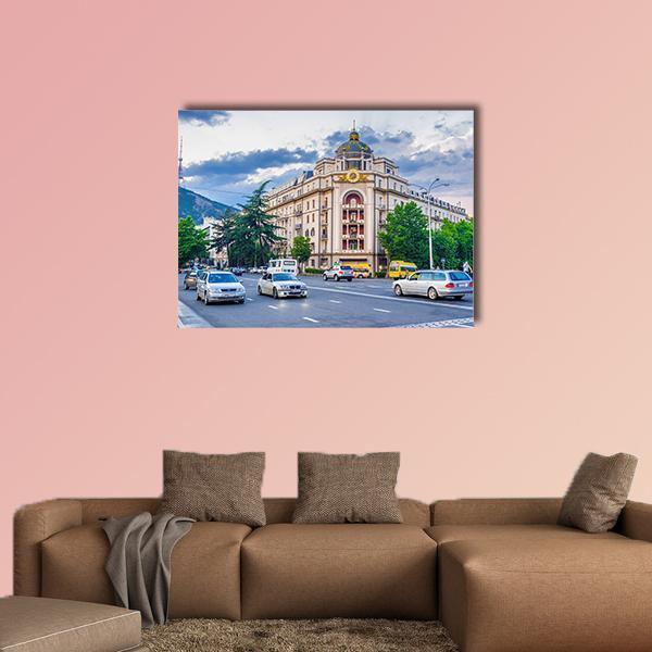 View From Baratashvili Bridge Canvas Wall Art-1 Piece-Gallery Wrap-48" x 32"-Tiaracle