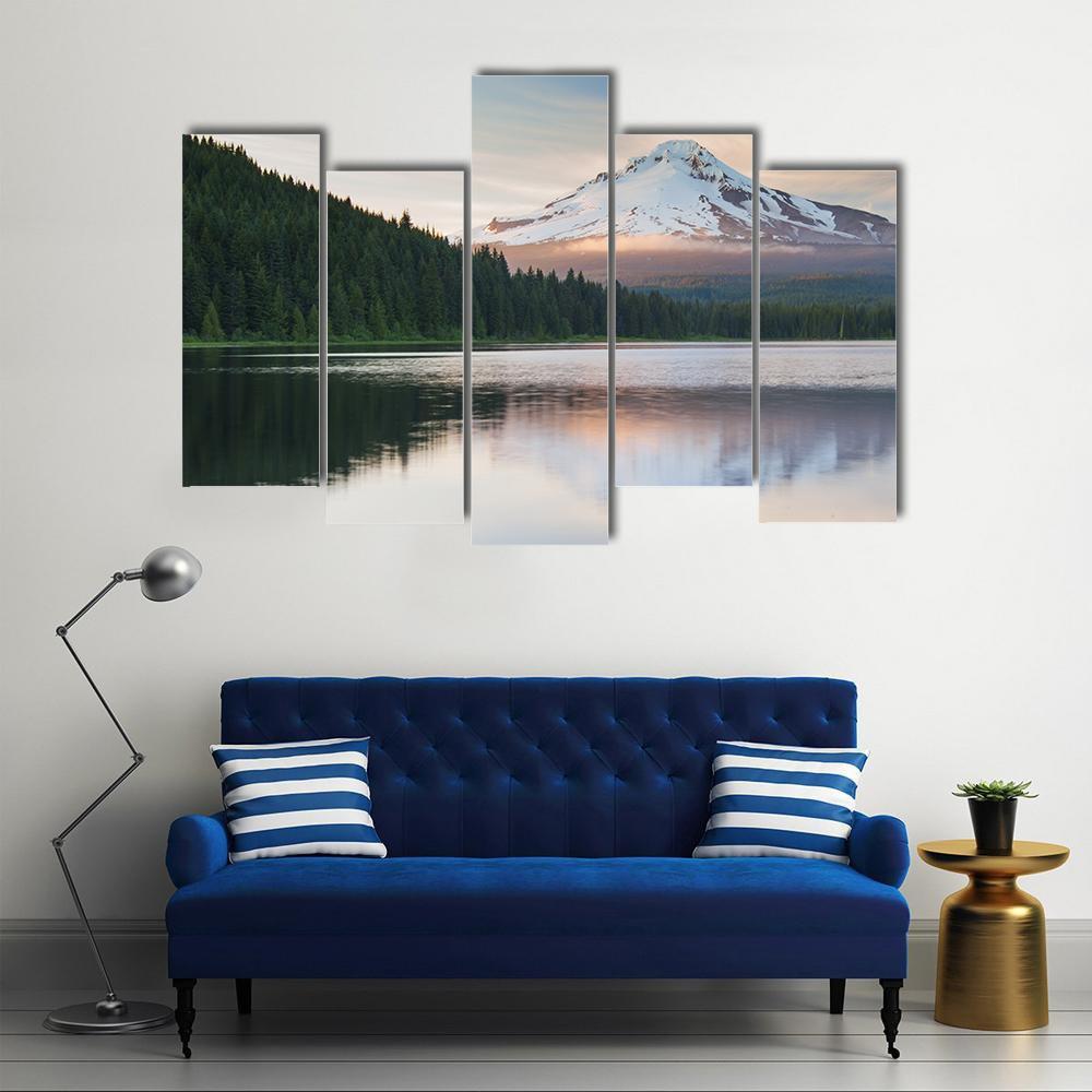Volcano Mountain Mt Hood Canvas Wall Art-5 Pop-Gallery Wrap-47" x 32"-Tiaracle
