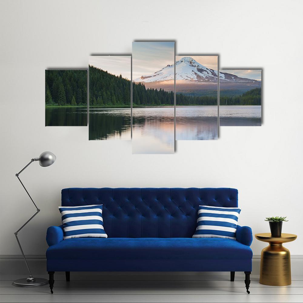 Volcano Mountain Mt Hood Canvas Wall Art-5 Star-Gallery Wrap-62" x 32"-Tiaracle