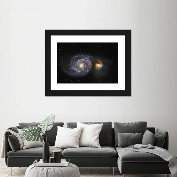 The Whirlpool Galaxy Canvas Wall Art-1 Piece-Framed Print-20" x 16"-Tiaracle