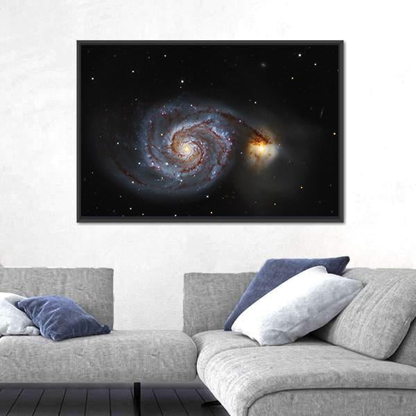The Whirlpool Galaxy Canvas Wall Art-1 Piece-Floating Frame-24" x 16"-Tiaracle