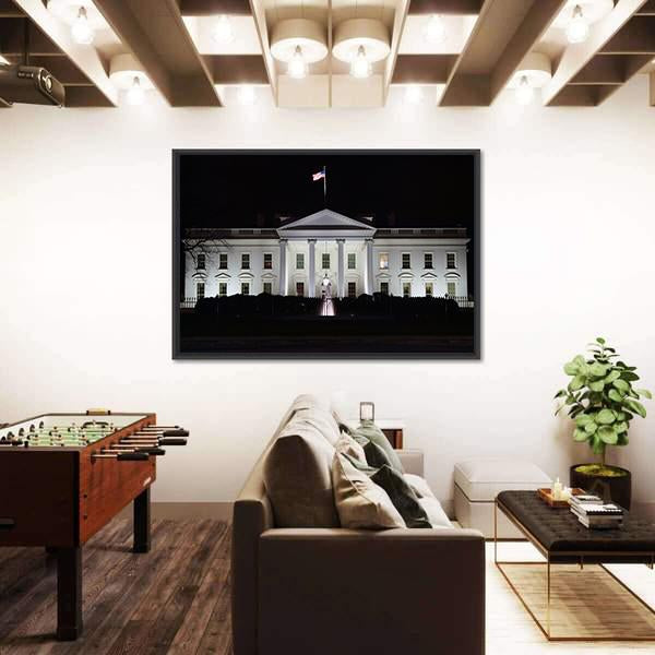 The White House At Night Canvas Wall Art-3 Horizontal-Gallery Wrap-25" x 16"-Tiaracle