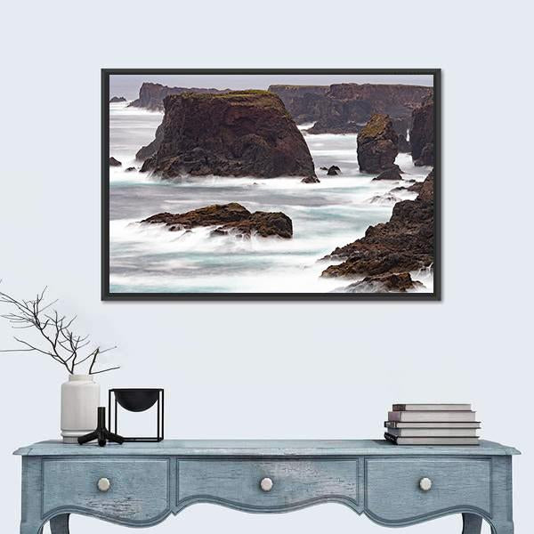 Wild Atlantic Ocean Crashes Against The Sea Canvas Wall Art-5 Horizontal-Gallery Wrap-22" x 12"-Tiaracle