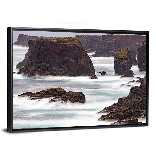 Wild Atlantic Ocean Crashes Against The Sea Canvas Wall Art-3 Horizontal-Gallery Wrap-25" x 16"-Tiaracle